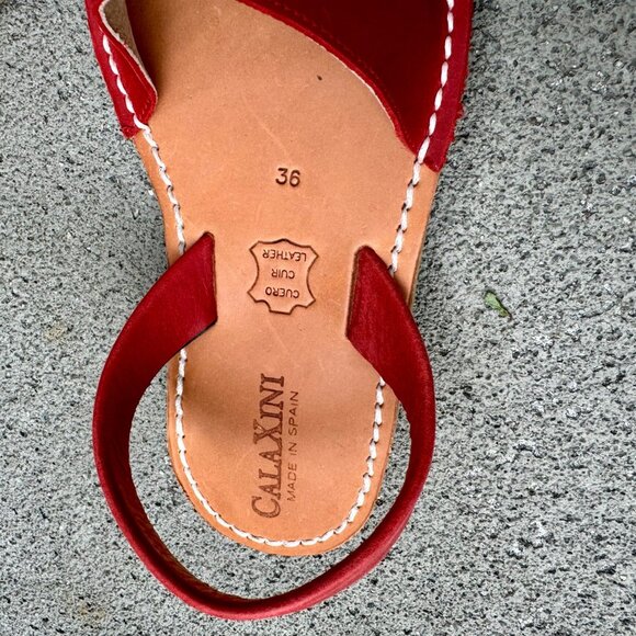 CALAXINI Classic Avarca Shoes Womens 36 6 Red Spanish Sandals Slingback Slides - Picture 7 of 7
